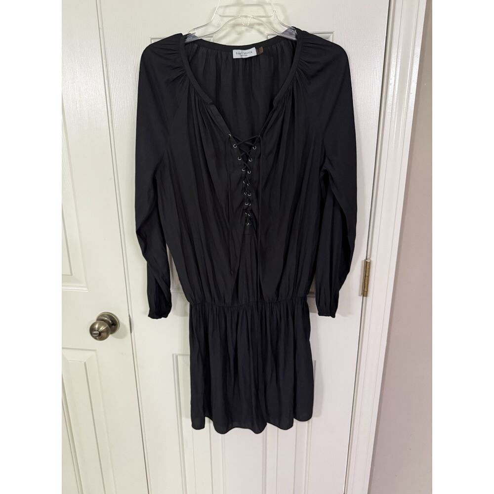 Ramy Brook Allie Tie Front Lace Up Dress Black S